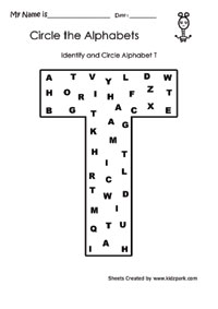 Identify and Circle Alphabets Worksheets, Letter Recognition Worksheets