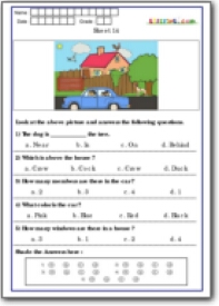 Questions Based on Picture - For Grade 1, Assessment Worksheets, Class