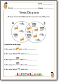 Venn Diagram, Printable Grade1 Mathematics Worksheets