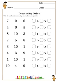 Greatest To Least Numbers Worksheet,Educational Activities For Kids
