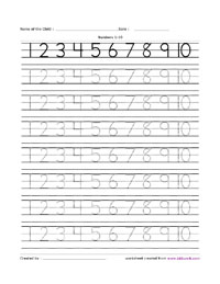 Writing Numbers From 1 to 10 Worksheet Kindergarten,Kindergarten