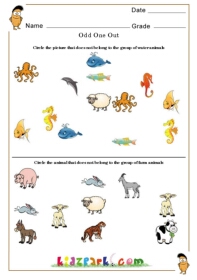 Circle Water Animals And Farm Animals Worksheet For Kids,Science Printable  Worksheets,Pre School Activity Sheet