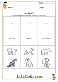 Animals Worksheets,First Grade Cut and Paste Worksheets,Kindergarten  Curriculam