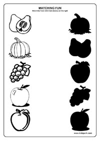 Fruits Worksheets,Science Activity Sheets for Kids,Fruits Matching